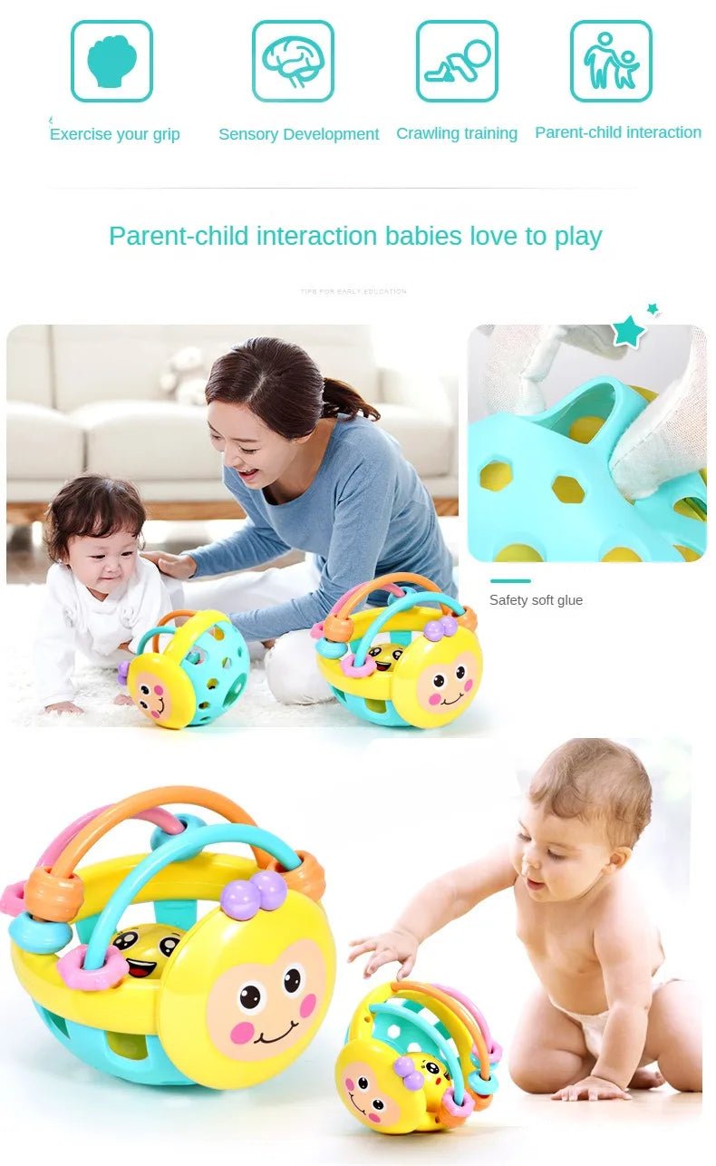 1 Pc 10cm Baby Toy Catch Ball Bendy Baby Walker Rattles Develop Intelligence Ball 0 - 12 Months Plastic Bell Rattle Doll - BookBuch