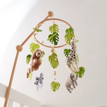Baby Crib Mobile Rattle Toy For 0 - 12 Months Cartoon Felt Forest Animal Bed Bell Hanging Wooden Bracket Mobile Newbaby Rattle Toy - BookBuch
