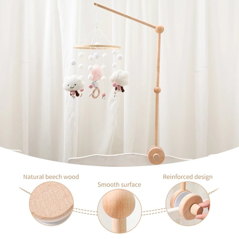 Baby Crib Mobile Rattle Toy For 0 - 12 Months Cartoon Felt Forest Animal Bed Bell Hanging Wooden Bracket Mobile Newbaby Rattle Toy - BookBuch