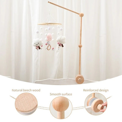 Baby Crib Mobile Rattle Toy For 0 - 12 Months Cartoon Felt Forest Animal Bed Bell Hanging Wooden Bracket Mobile Newbaby Rattle Toy - BookBuch