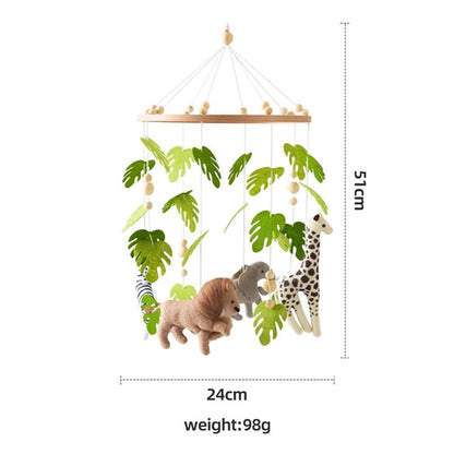 Baby Crib Mobile Rattle Toy For 0 - 12 Months Cartoon Felt Forest Animal Bed Bell Hanging Wooden Bracket Mobile Newbaby Rattle Toy - BookBuch