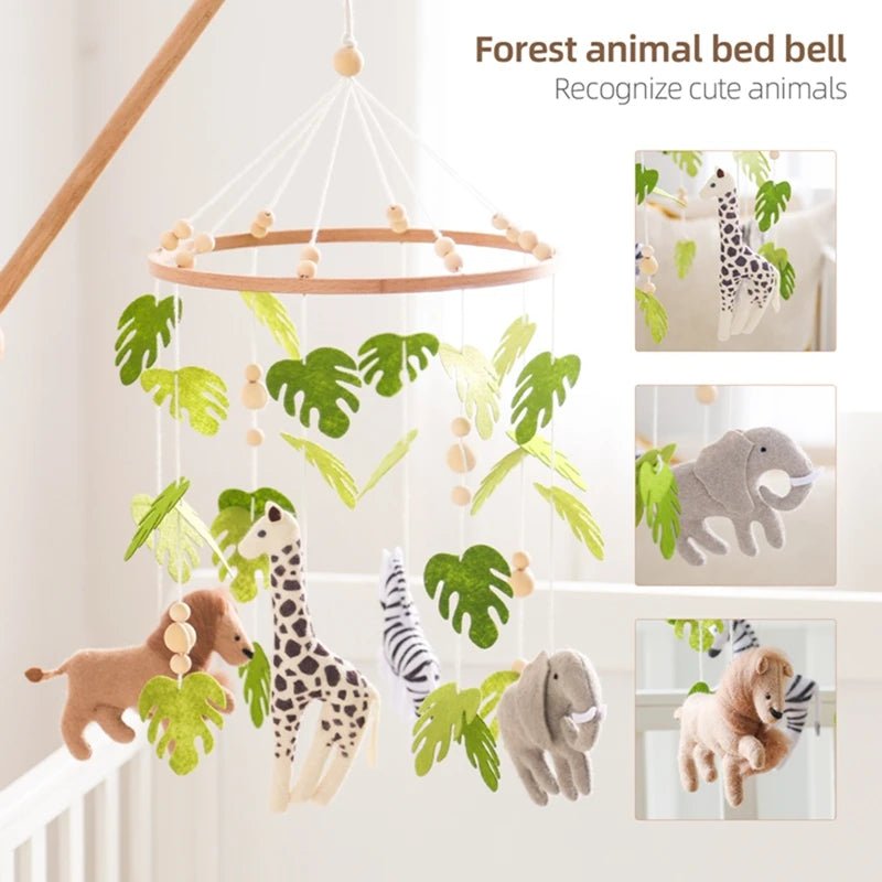 Baby Crib Mobile Rattle Toy For 0 - 12 Months Cartoon Felt Forest Animal Bed Bell Hanging Wooden Bracket Mobile Newbaby Rattle Toy - BookBuch