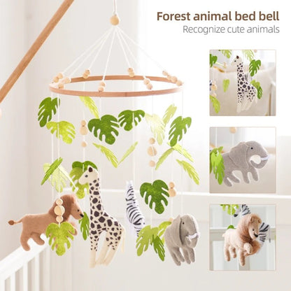 Baby Crib Mobile Rattle Toy For 0 - 12 Months Cartoon Felt Forest Animal Bed Bell Hanging Wooden Bracket Mobile Newbaby Rattle Toy - BookBuch