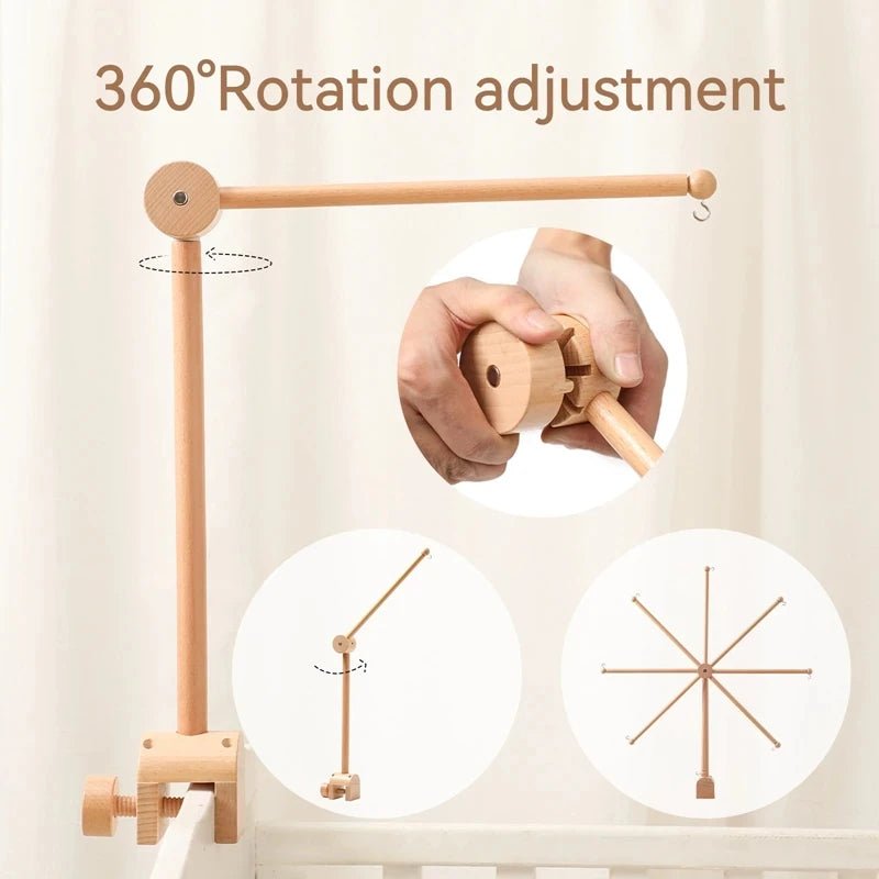 Baby Crib Mobile Rattle Toy For 0 - 12 Months Cartoon Felt Forest Animal Bed Bell Hanging Wooden Bracket Mobile Newbaby Rattle Toy - BookBuch