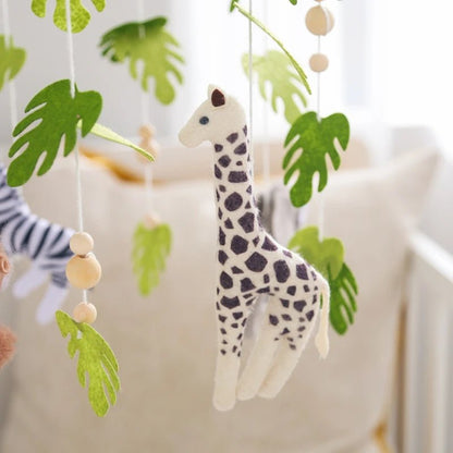Baby Crib Mobile Rattle Toy For 0 - 12 Months Cartoon Felt Forest Animal Bed Bell Hanging Wooden Bracket Mobile Newbaby Rattle Toy - BookBuch