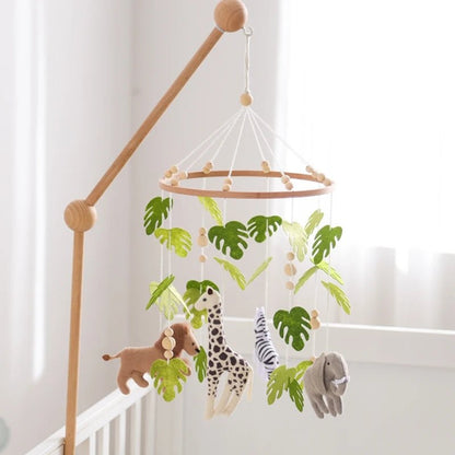 Baby Crib Mobile Rattle Toy For 0 - 12 Months Cartoon Felt Forest Animal Bed Bell Hanging Wooden Bracket Mobile Newbaby Rattle Toy - BookBuch