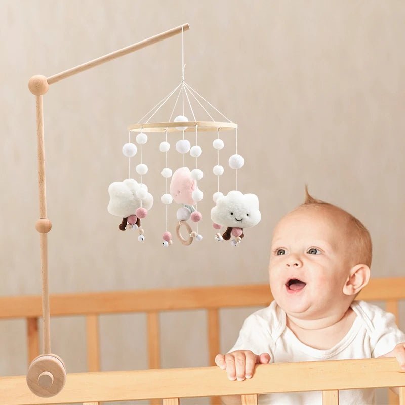 Baby Crib Mobile Rattle Toy For 0 - 12 Months Cartoon Felt Forest Animal Bed Bell Hanging Wooden Bracket Mobile Newbaby Rattle Toy - BookBuch