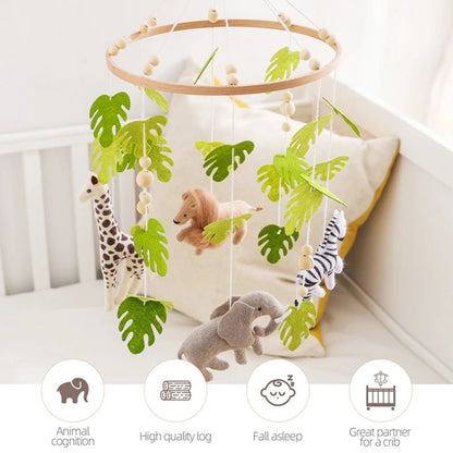 Baby Crib Mobile Rattle Toy For 0 - 12 Months Cartoon Felt Forest Animal Bed Bell Hanging Wooden Bracket Mobile Newbaby Rattle Toy - BookBuch