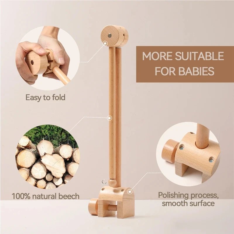 Baby Crib Mobile Rattle Toy For 0 - 12 Months Cartoon Felt Forest Animal Bed Bell Hanging Wooden Bracket Mobile Newbaby Rattle Toy - BookBuch