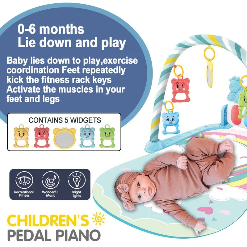 Baby Fitness Stand Music Play Gym Activity Toys Newborn Piano Crawling Blanket Pedal Game Pad Early Education 0 - 36 Months Gifts - BookBuch