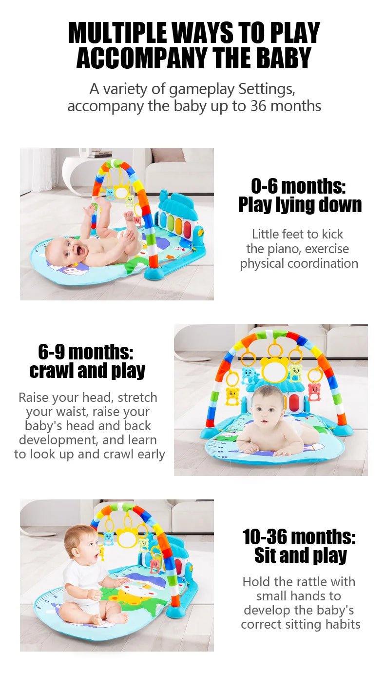 Baby Fitness Stand Music Play Gym Activity Toys Newborn Piano Crawling Blanket Pedal Game Pad Early Education 0 - 36 Months Gifts - BookBuch