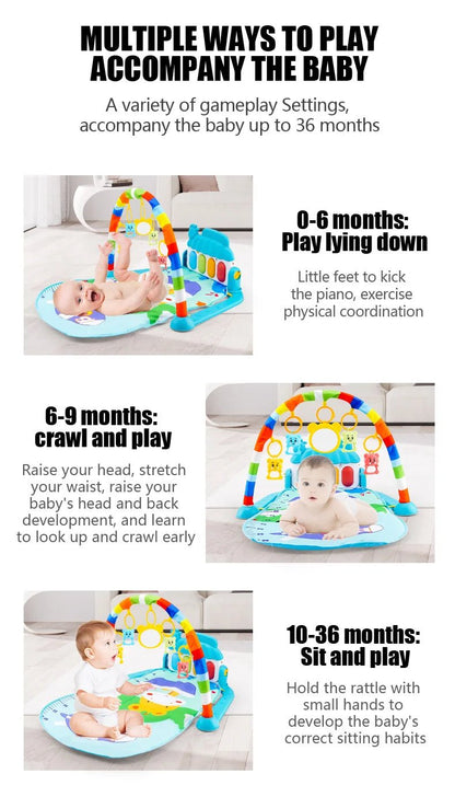 Baby Fitness Stand Music Play Gym Activity Toys Newborn Piano Crawling Blanket Pedal Game Pad Early Education 0 - 36 Months Gifts - BookBuch