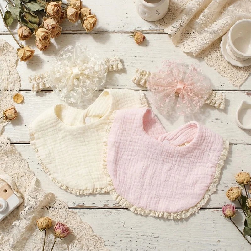 Baby Girl Bow Headband Bib Set Photo Prop Newborn Toddler Drool Bibs Bandana Scarf - BookBuch