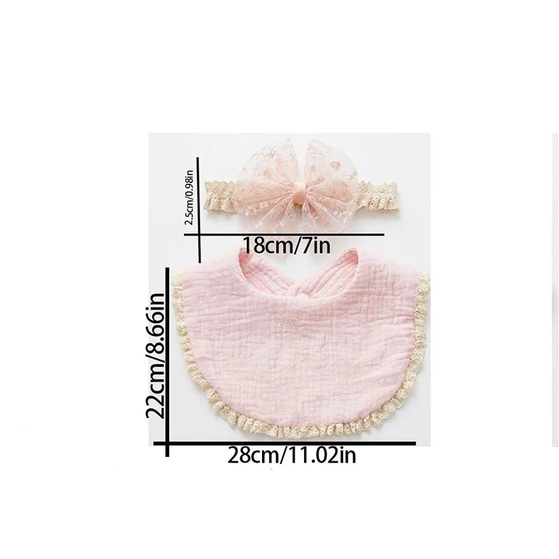 Baby Girl Bow Headband Bib Set Photo Prop Newborn Toddler Drool Bibs Bandana Scarf - BookBuch