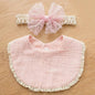 Baby Girl Bow Headband Bib Set Photo Prop Newborn Toddler Drool Bibs Bandana Scarf - BookBuch