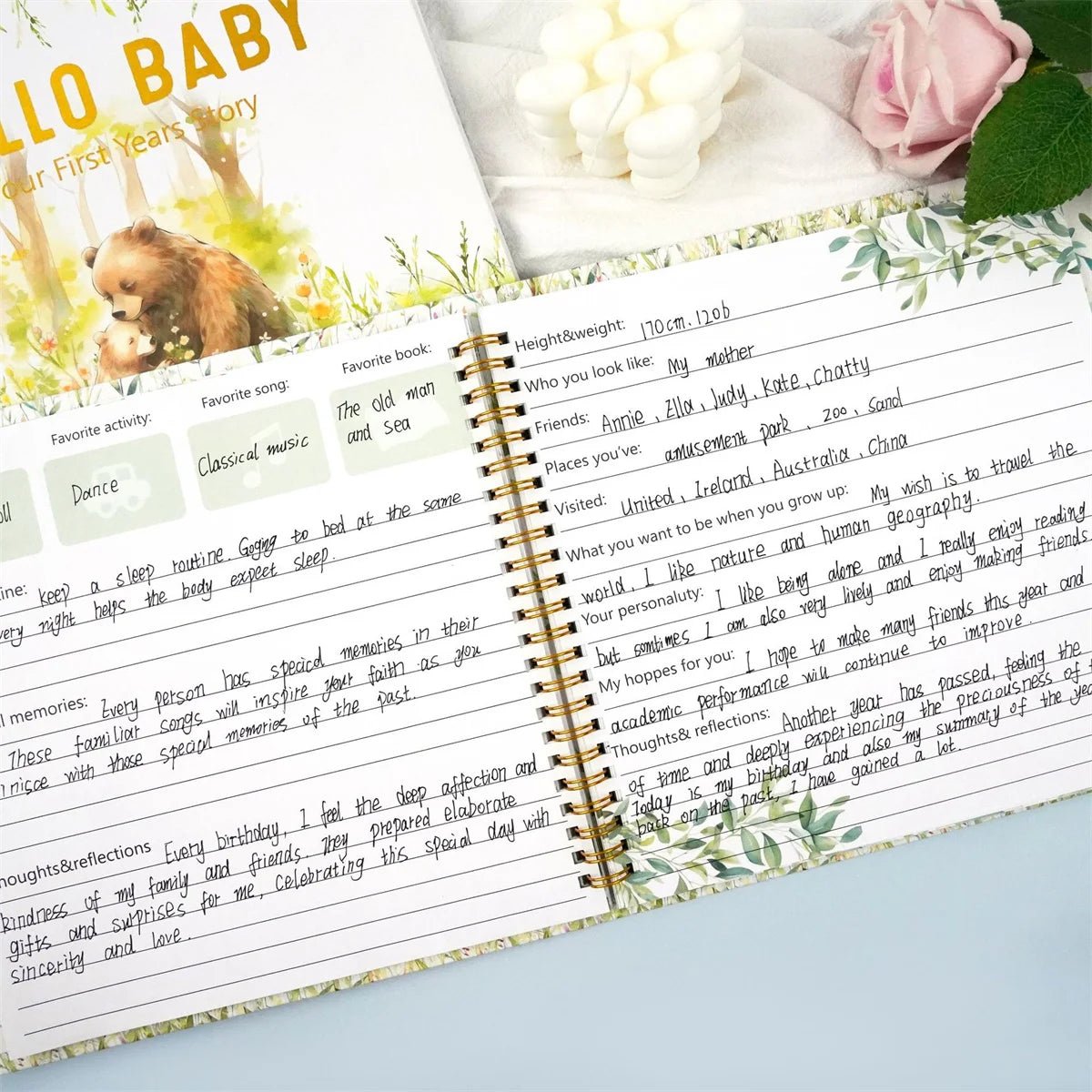 Baby Memory Book Baby Book Keepsake First 5 Years Record Milestones Photos Baby Shower Gift 100 Pages Scrapbook Photo Album - BookBuch