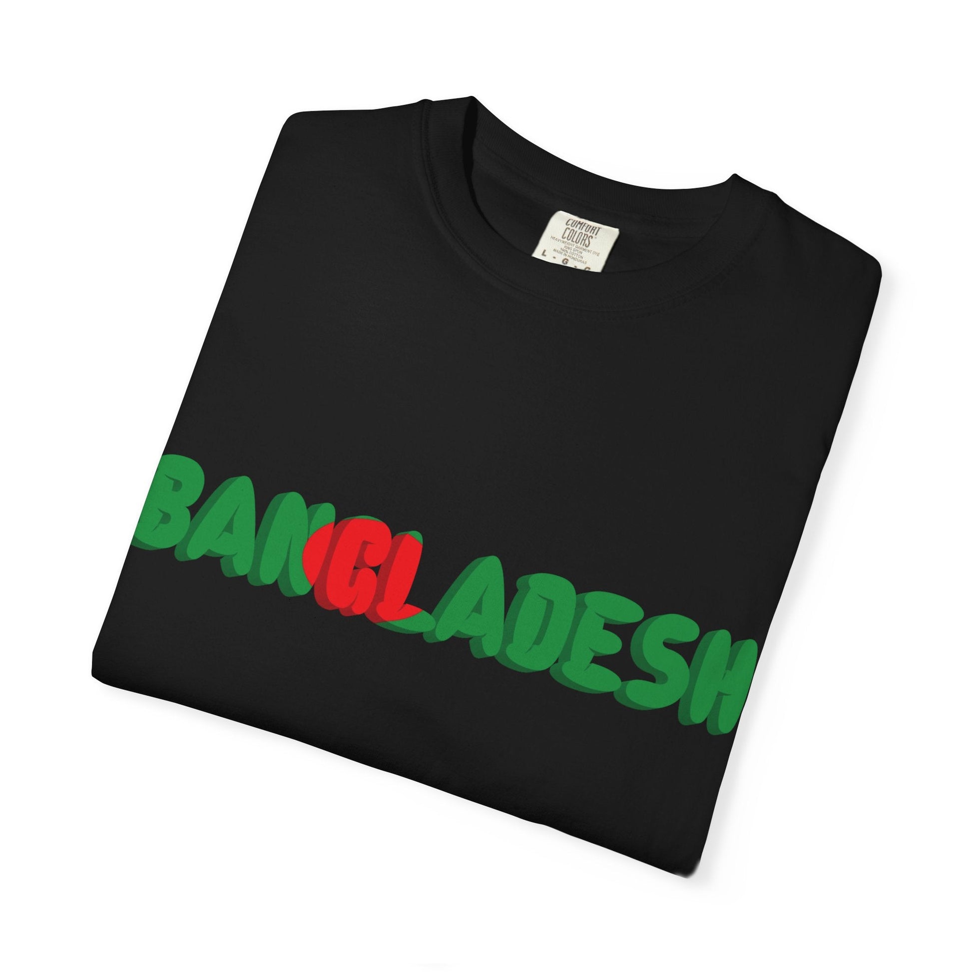 Bangladesh Graphic T-Shirt — Retro Green & Red Text with Back Emblem - BookBuch