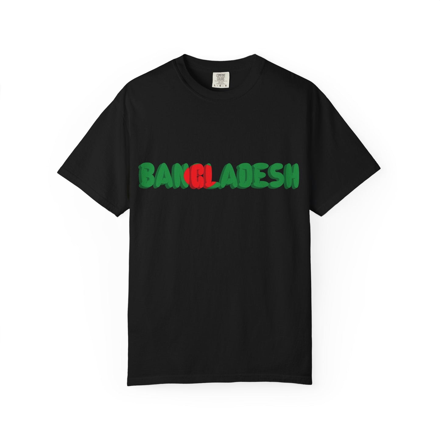 Bangladesh Graphic T-Shirt — Retro Green & Red Text with Back Emblem - BookBuch