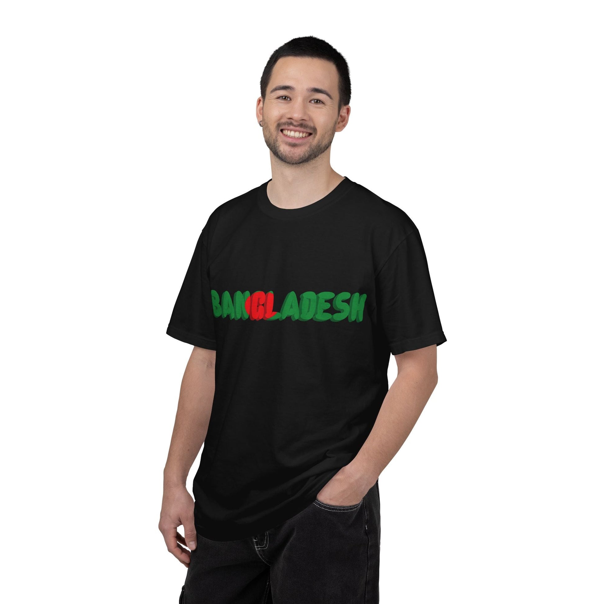 Bangladesh Graphic T-Shirt — Retro Green & Red Text with Back Emblem - BookBuch