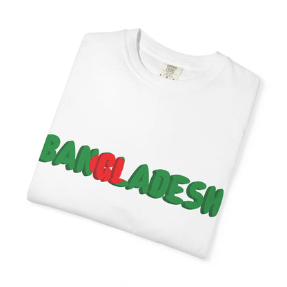 Bangladesh Graphic T-Shirt — Retro Green & Red Text with Back Emblem - BookBuch