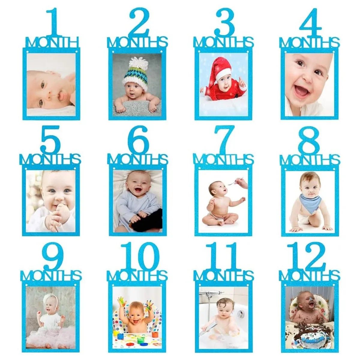 Birthday Baby One Year 12 Months Photo Banner Baby Boy Girl 1 Year Birthday Party Decor Photo Garlands Baby First Birthday Party - BookBuch