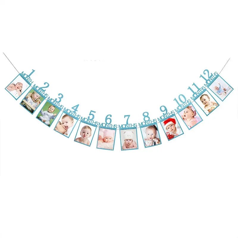 Birthday Baby One Year 12 Months Photo Banner Baby Boy Girl 1 Year Birthday Party Decor Photo Garlands Baby First Birthday Party - BookBuch