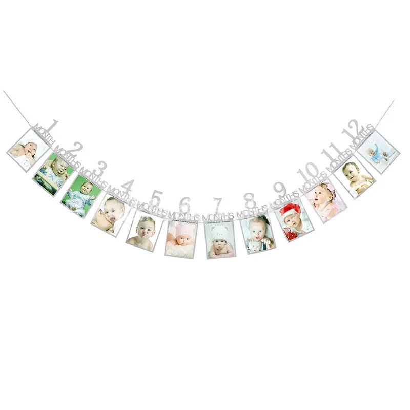 Birthday Baby One Year 12 Months Photo Banner Baby Boy Girl 1 Year Birthday Party Decor Photo Garlands Baby First Birthday Party - BookBuch