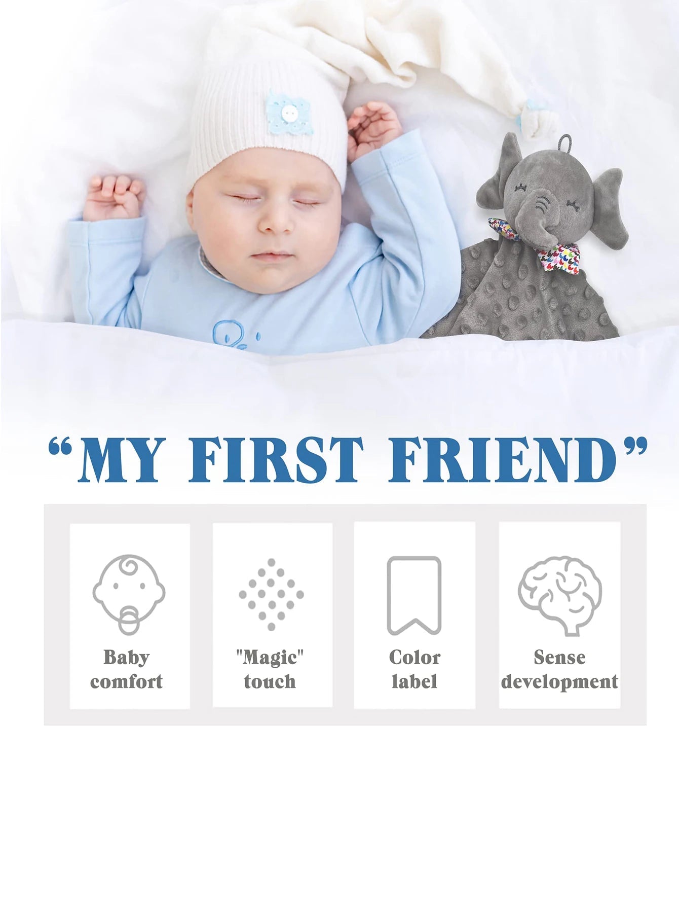 Elephant Baby Comforter Blanket Soft Appease Towel Baby Rattle Animals Toys Soothe Reassure Sleeping Towel Lathe HangingToddler - BookBuch