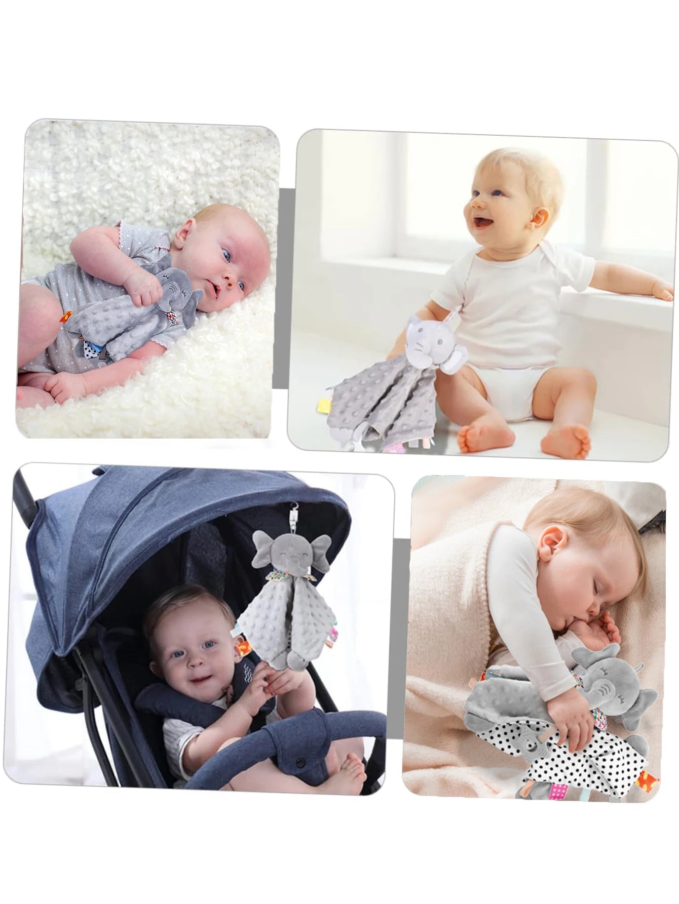 Elephant Baby Comforter Blanket Soft Appease Towel Baby Rattle Animals Toys Soothe Reassure Sleeping Towel Lathe HangingToddler - BookBuch