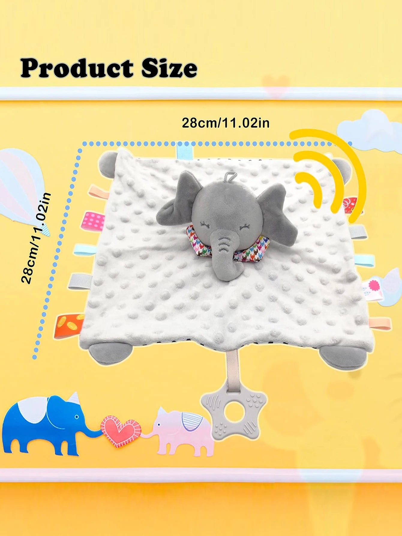 Elephant Baby Comforter Blanket Soft Appease Towel Baby Rattle Animals Toys Soothe Reassure Sleeping Towel Lathe HangingToddler - BookBuch