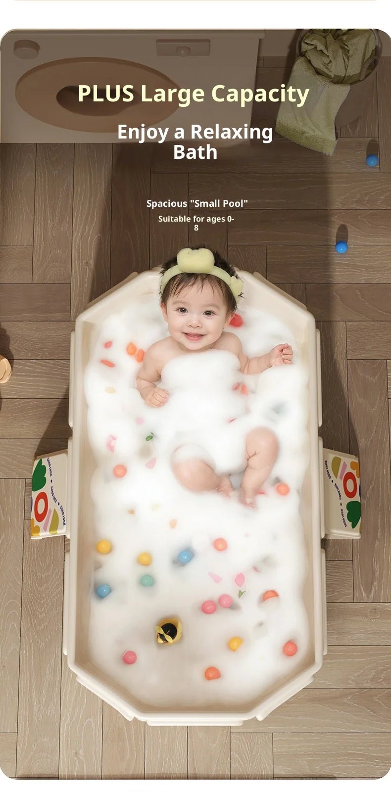 Large Baby Bathtub 0 - 5 Year Old Children Foldable Tub Babies Sit Lie Down All - in - One Newborn Bathing Basin Keep Warm Baby Tubs - BookBuch