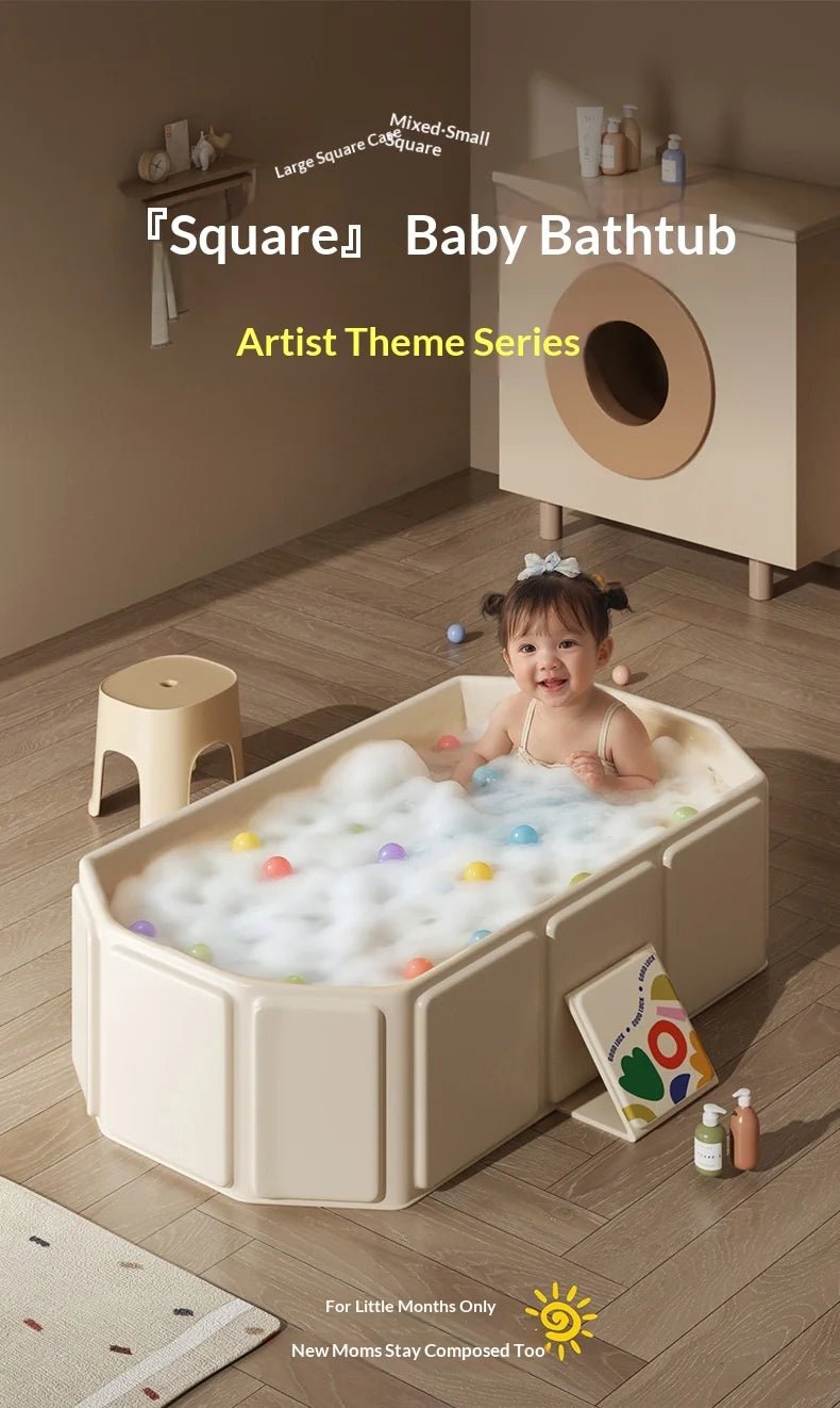 Large Baby Bathtub 0 - 5 Year Old Children Foldable Tub Babies Sit Lie Down All - in - One Newborn Bathing Basin Keep Warm Baby Tubs - BookBuch