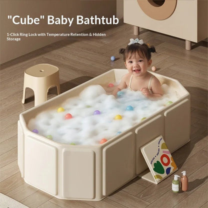 Large Baby Bathtub 0 - 5 Year Old Children Foldable Tub Babies Sit Lie Down All - in - One Newborn Bathing Basin Keep Warm Baby Tubs - BookBuch