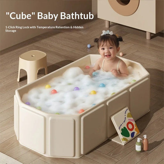 Large Baby Bathtub 0 - 5 Year Old Children Foldable Tub Babies Sit Lie Down All - in - One Newborn Bathing Basin Keep Warm Baby Tubs - BookBuch