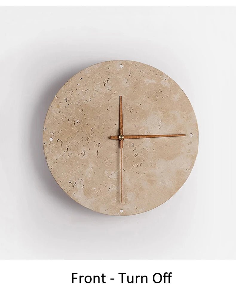 Modern Creative Clock Living Room Wabi Sabi Wall Lamp Nordic Simple Yellow Travertine Restaurant Corridor Circular Sconce Light - BookBuch