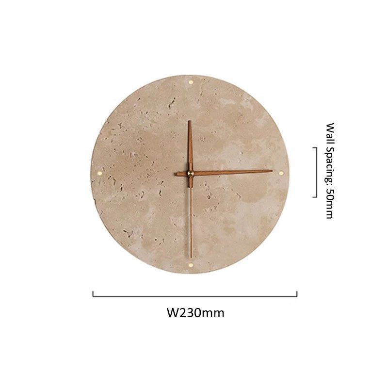Modern Creative Clock Living Room Wabi Sabi Wall Lamp Nordic Simple Yellow Travertine Restaurant Corridor Circular Sconce Light - BookBuch