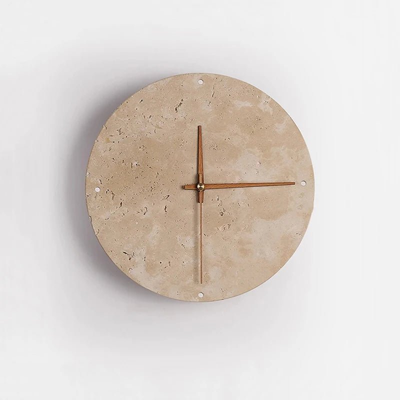 Modern Creative Clock Living Room Wabi Sabi Wall Lamp Nordic Simple Yellow Travertine Restaurant Corridor Circular Sconce Light - BookBuch