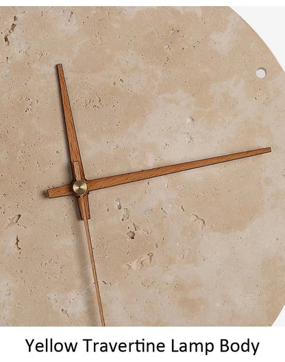 Modern Creative Clock Living Room Wabi Sabi Wall Lamp Nordic Simple Yellow Travertine Restaurant Corridor Circular Sconce Light - BookBuch