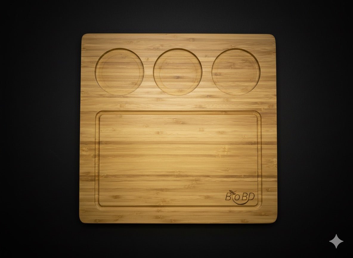 Premium Bamboo Cutting Board with Built - in Prep Sections - BookBuch