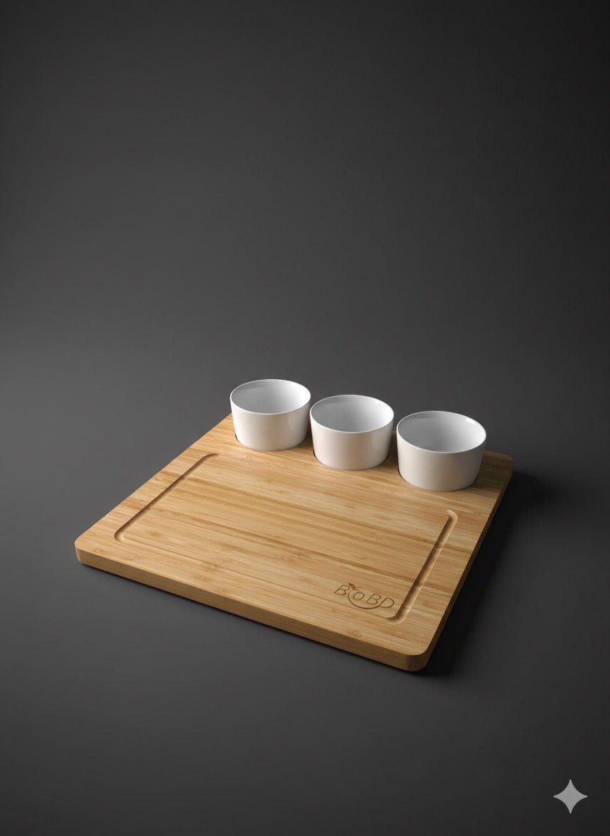 Premium Bamboo Cutting Board with Built - in Prep Sections - BookBuch
